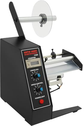 Automatischer Etikettenspender Etikettenabroller, Automatischer Label-Entferner für BüRo, 9 Gang TischgeräT Mit ZäHlfunktion, Kompakter Metall-Etikettenspender FüR Logistik Einzelhandel