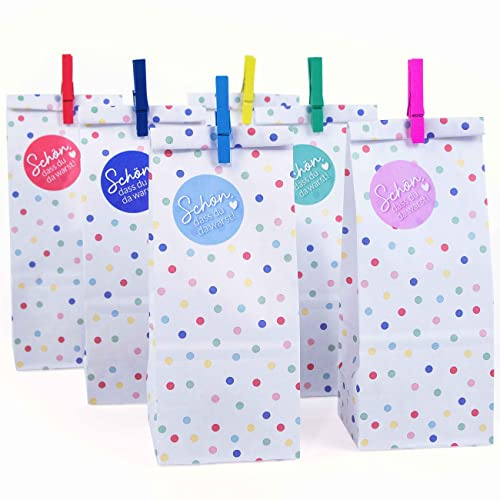 Papierdrachen 24 Bedruckte Geschenktüten zum Geburtstag - Thema Konfetti - Mitgebsel zum Befüllen und Verschenken - kleines Dankeschön an Deine Gäste - Kindergeburtstag