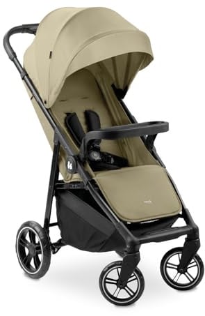hauck Shop N Care, Olive - Kinderbuggy mit Liegefunktion ab Geburt bis 22 kg, Becherhalter und Snack Tablett, Klein Zusammenklappbar, UV Schutz 50+, XL Korb bis 3 kg