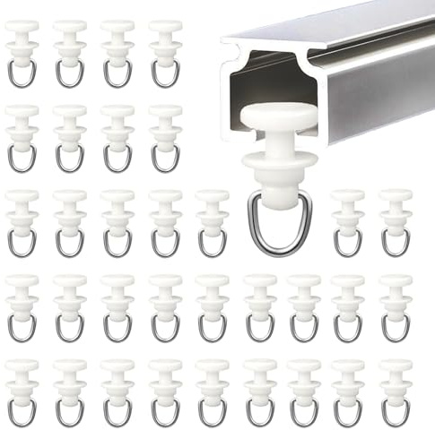 RXKFIGX 100 Stück Gardinenröllchen für Schiene, Gardinenhaken Gleiter, Gardinenröllchen, Gardinengleiter für alle Standardschienen, Vorhang Haken, Duschvorhang Schiene