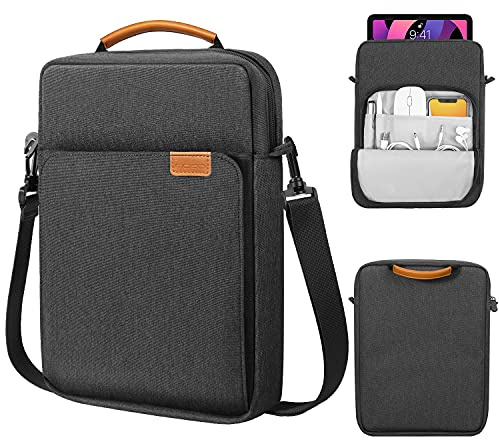 MoKo 9-11 Tablet Tasche Hülle, Tragetasche für 11 Zoll iPad Air M3, iPad A16 2025, Pro 11 M2 2022-2018, Galaxy Tab S9/S8/A8/A7, Tasche Hülle für Magic/Smart Keyboard/Zubehör, Schwarz+Grau