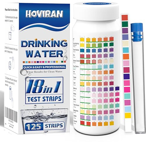 Wassertest-Kits für Trinkwasser, 125 Stück Trinkwasser-Teststreifen, Heim- und Brunnenwasser-Test-Kit für Blei, Wasserhärte, Eisen, Kupfer, Schwermetalle, Chlor, Nitrat und mehr