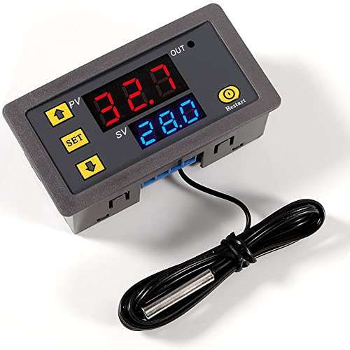 Greluma 1 stück AC 110V-220V 10A digitaler temperaturregler mit wasserdichter NTC 10K sonde, heiz kühlthermostatschalter,sensor,messbereich von -50 °C bis 110 °C