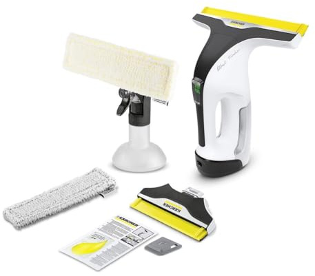 KÄRCHER Akku-Fenstersauger WV 7 Signature Line, Akkulaufzeit: 100 min, LED-Ladezustandsanzeige, 2 Absaugdüsen, Sprühflasche mit 2 Mikrofaserbezügen, Schmutzkratzer, 20 ml Fensterreiniger-Konzentrat