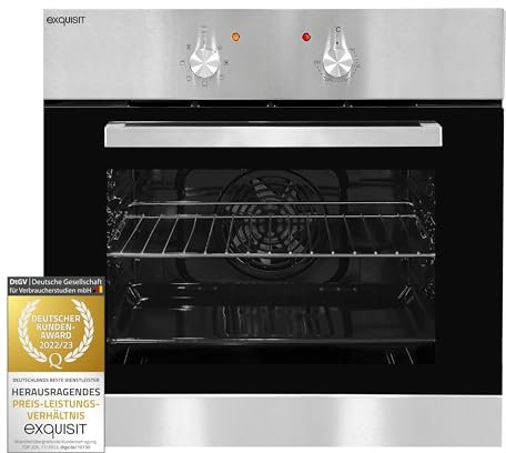 Exquisit Einbau-Backofen EBE 555-2 U | 59 L Garraum | Backofen Einbaugerät Edelstahl-Design | Energieklasse A | Einbau Backofen ohne Kochfeld | inox