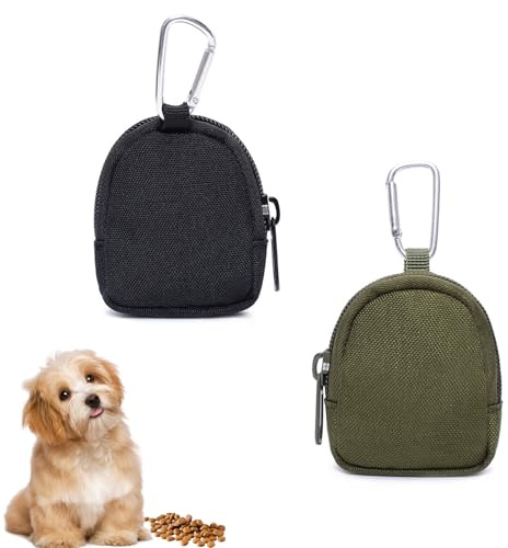 ZYETGH 2 Stück Leckerlibeutel für Hunde, Leckerlitasche für Hunde mit Reißverschluss Futterbeutel Hundetraining Freihändige Hundeleckerli Beutel Tragbare Mini Tasche für Hundetraining