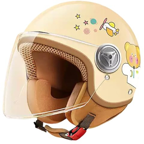 Motorradhelm Für Kinder, Rollerhelm, Jethelm Mit Sonnenblende, Rollerhelm Für Mädchen, Mopedhelm Für Jungen, 48–55 cm, Für Kinder Von 3–15 Jahren (C, 48-54cm)