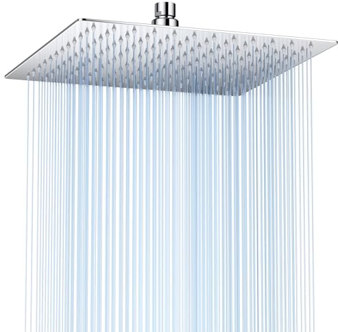 AUYI Regendusche Duschkopf,10 Zoll Edelstahl Regenbrause Anti-Kalk-Düsen Duschkopf, Selbstreinigende Regenduschkopf Quadratisch 25 * 25cm