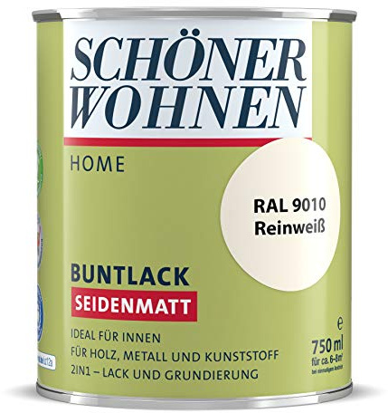 DurAcryl Buntlack Reinweiß 750 ml RAL 9010 Seidenmatt Schöner Wohnen