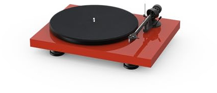 Pro-Ject Debut Carbon EVO, Audiophiler Plattenspieler mit Carbon Tonarm, elektronischer Geschwindigkeitsumschaltung und vormontiertem 2M Red Tonabnehmer (Glanz Rot)