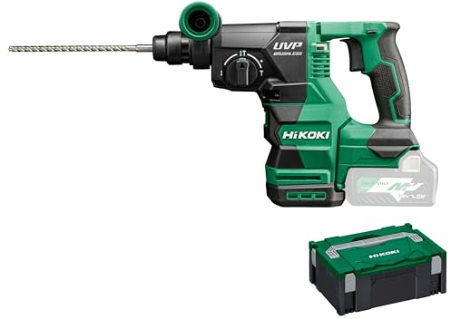 HiKOKI Akku Bohr- und Meißelhammer SDS-Plus - 36 V - 3,2 J Schlagenergie, bürstenlos, vibrationsarm, LED, Staubabsaugung - 3 Modi: Bohren, Hammerbohren, Meißeln - Inkl. Koffer - Ohne Akku & Ladegerät