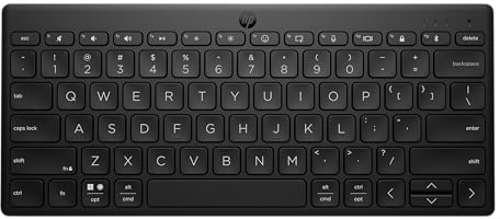HP 350 Bluetooth-Tastatur, Bluetooth 5.2, 60% Tastatur, bis zu 2 Jahre Akkulaufzeit, batteriebetrieben, QWERTZ Deutsches Layout, Windows, macOS, iPadOS, ChromeOS, Android & iOS kompatibel, Schwarz