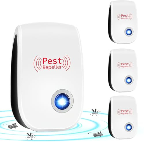 Ultraschall Mückenschutz, Hillylolly 4 Stück Ultraschall Schädlingsbekämpfer, Ultraschall-Insektenschutzmittel, Pest Control Ultrasonic Repellent für Mücken, Kakerlaken, Mäuse, Spinnen
