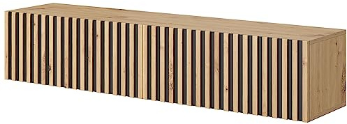 Selsey TV Schrank Board Sideboard Fernsehtisch Fernsehschrank 138,6 cm Hängend Artisan Eiche Schwarz Mit Lamellierter Front Telire