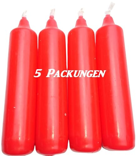 apog Versand® 5er Pack Adventskerzen rot ca. 23 x 105 mm (5 x 4 Stück) Weihnachtskerzen, Christbaumkerzen, Pyramidenkerzen, Baumkerzen, Kerzen