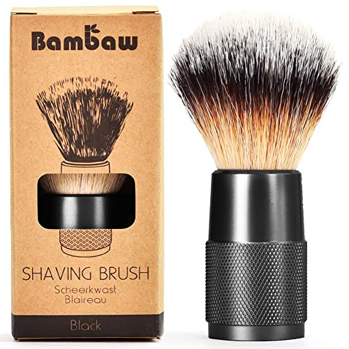 Bart Pinsel in Schwarz | Veganer Rasierpinsel | Rasier Pinsel Herren und Frauen | Rasierer Pinsel für Rasierschaum vegan | Umweltfreundliche Shaving Brush für Unterwegs | Bambaw
