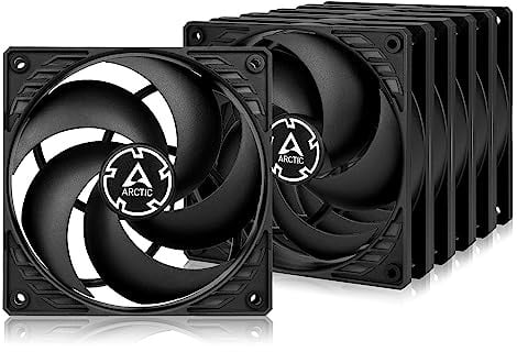 ARCTIC P12 (5 Stück) - PC Lüfter, 120 mm Gehäuselüfter optimiert für statischen Druck, Case Fan, 1800 rpm - Schwarz