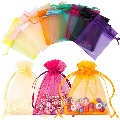 Yoosso 50 Stück Organzasäckchen 7x9 cm, 10 Farben Organzasäckchen Klein | Organzabeutel Schmucksäckchen Geschenkbeutel Klein Geschenkverpackung für Hochzeit Geburtstag Party