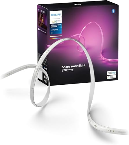 Philips Hue Indoor 5m Smart LED Solo Lightstrip Basis-Set, 1er-Pack, indirekte Beleuchtung mit der Hue App steuerbar, LED Streifen funktioniert mit Alexa, Google Assistant und Apple HomeKit