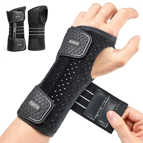 2er-Pack Handgelenkstütze für Karpaltunnelsyndrom Schiene, Handgelenkbandage mit 3 Metallschienen & Atmungsaktives Mesh, Verstellbare Handgelenk Bandagen für Nacht & Sport, Bandage Handgelenk, Grau M