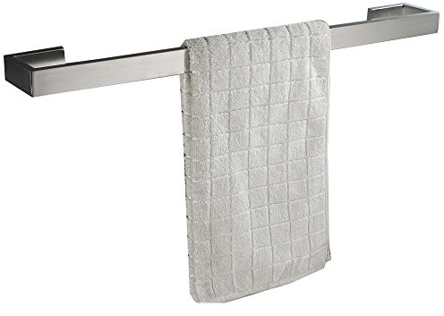 Flybath Handtuchhalter Wand Bad Küche 304 Edelstahl Gebürstet Silber 60 cm | Rostschutz, Robust, Einfach Anzubringen, Modern Badezimmer Handtuchstange, Eckig Badetuchhalter Zum Bohren Wandmontage