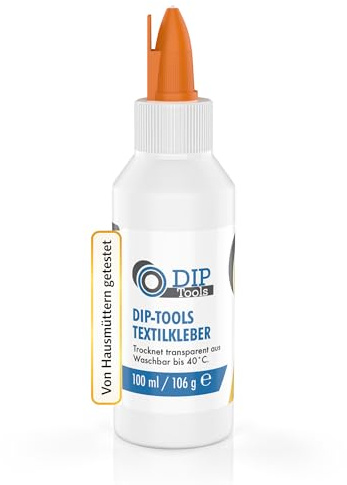 DIP-Tools Textilkleber Stoffkleber waschmaschinenfest 100ml I für Textilien Stoffe Polyester Jeans, Superkleber extra stark, transparent & wasserfest ohne Rückstände, geruchlos ohne Lösungsmittel