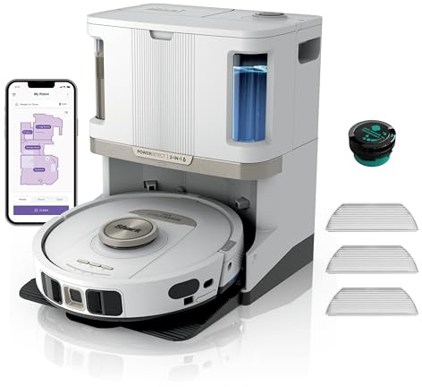 Shark PowerDetect 2-in-1-Saug- & Wischroboter, NeverTouch Pro 60 Tage | Selbst-Entleerung, -Befüllung & -Reinigung, 3D- & LiDAR-Navi, NeverStuck-Hindernisumgehung, App-Steuerung, Weiß, AV2800ZEEUWH
