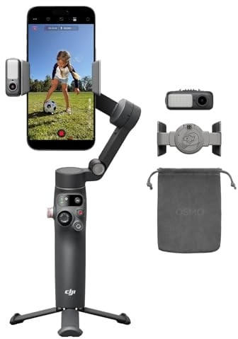 DJI Osmo Mobile 8 Advanced Tracking Combo Gimbal-Stabilisator für Smartphones, Natives AI-Tracking mit Audio und Beleuchtung, 360°-Schwenkrotation, Verlängerungsstab & Stativ integriert, 10 Std. Akku