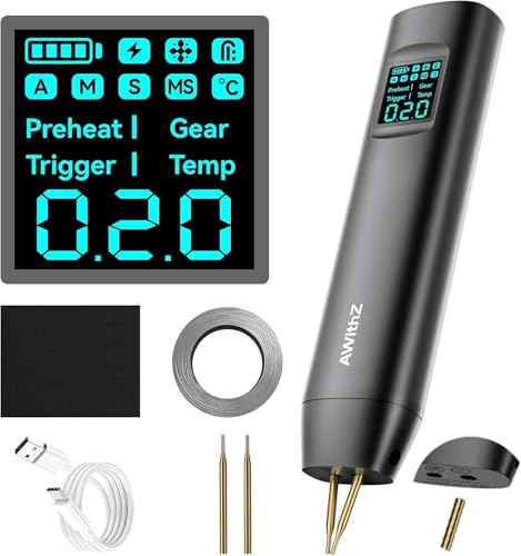 Akku Punktschweißgerät,AWithZ Punktschweißgerät HD2,mit Ersatzschweißnadel, 99 Stufen, LCD-Display zum Selbermachen und Herstellen von Akkupacks