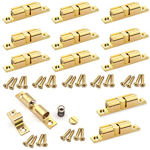 Dtoterul Messing Doppel Kugelschnäpper Universal Türschapper 12 Stück Kugelschnapper Möbel Türschapper Möbel-Schnapper Möbelschnäpper Türverschluß für Küche Schranktüren Schränke (Gold)