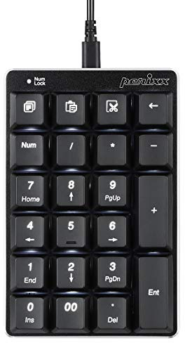 Perixx PERIPAD-303 Mechanischer Nummernblock mit Hintergrundbeleuchtung - USB - 22 Tasten - Brauner Kailh Schalter