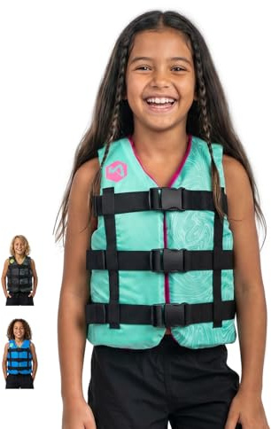 MESLE Schwimmweste Kinder H210 Junior mit Schrittgurt, 25-40 kg, Schwimmhilfe für Mädchen & Jungs, Leichte 50N Auftriebsweste 6-10 Jahre, Prallschutzweste Kind für SUP, Kajak