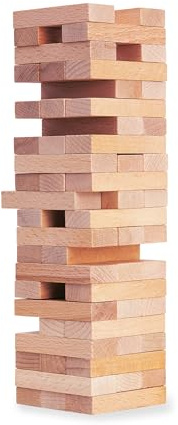 Eichhorn 100002466 Stapelspiel, Geschicklichkeitsspiel für die ganze Familie, Balance Tower gefertigt aus unbehandelten Holz, Wackelturm 54 teilig, geeignet ab 5 Jahren