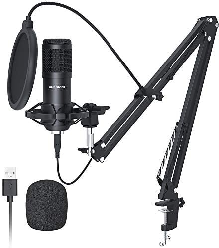 SUDOTACK USB Gaming Mikrofon, Professionelles Mikrofon PC Kondensator mit Arm, Popfilter, Mikrofonspinne für Podcasting, Streaming, Aufnahme, YouTube, Twitch, Home Studio, Voice-Off