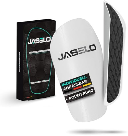 JASELO® Anpassbare Schienbeinschoner Fußball Herren & Kinder I 17,5cm x 10cm I Schienbeinschützer mit Komfort Polster & Beutel I Neues Modell !