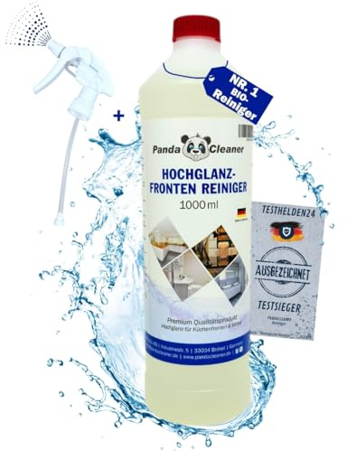 PandaCleaner Küchenfronten-Reiniger - 1L Hochglanzreiniger Spray für Möbel | 1000ml Premium Konzentrat Hochglanzmöbel-Reiniger - Für Bad & Küche - OPTIMALE Reinigung für Hochglanz-Küchen aller Art