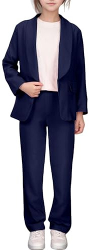Hosenanzug Mädchen 158 Festlich Hochzeit Zweiteiler Kinder Marineblau Blazer Mit Passender Hose Teenager 2 Teiler Abschluss Set Anzugjacke Abschlussfeier Kleidung Anzug Jacke Und Pants Girl Mode