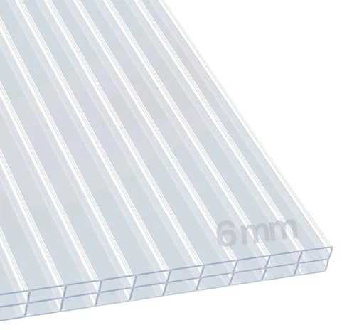 KARAT - Gewächshaus Stegplatten mit hoher Formbarkeit - 60,5 x 121 cm - Hohlkammerplatten Doppelstegplatten aus Polycarbonat (6 mm, Transparent)