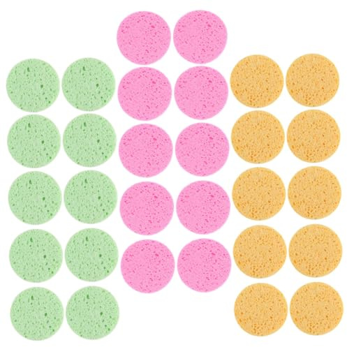HAMPPLIES 30stücke Teiliges Runde Make-up Schwämme Aus Zellulose Hautfreundliche Saugfähige Reinigungspads Für Sanfte Gesichtsreinigung Und Make-up Entfernung Für Einfaches Handling