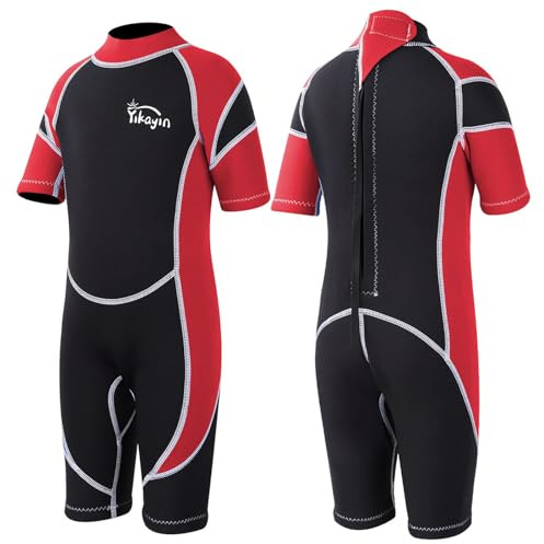 Yikayin Neoprenanzug Kinder Kurz, 2.5mm Neopren Shorty für Jungen Mädchen, Thermo UV Schwimmanzug Rückenreißverschluss zum Schwimmkurs, Tauchen, Surfen, Schnorcheln