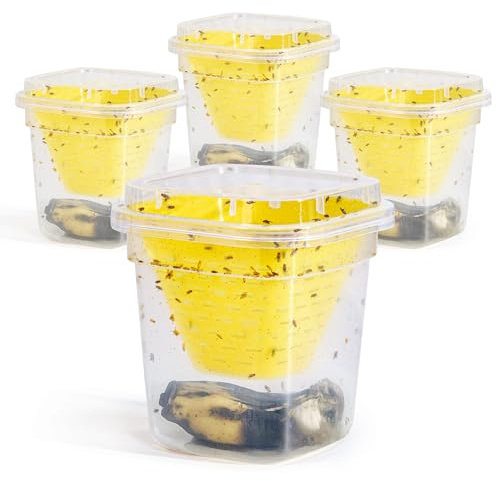 4X Fruchtfliegen-Falle, Fruchtfliegen-Lebendfalle, Wiederverwendbare Fruchtfliegenfalle für Küche und Innenraum Obstfliegenfalle