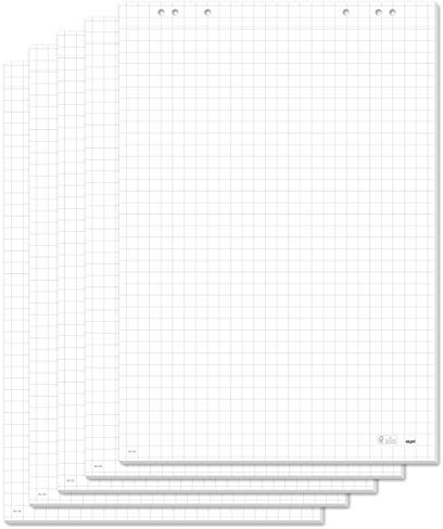 SIGEL MU165 Flipchartblock kariert 68x99 cm, mit Perforation, 100 Blatt (5 Blocks à 20 Blatt), aus nachhaltigem Papier, Flipchartpapier