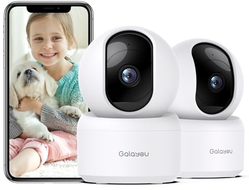 GALAYOU 2K Überwachungskamera Innen, Babyphone mit Kamera Überwachung Innen WLAN 2,4 GHz, Hundekamera/Haustierkamera mit app, WLAN Kamera Indoor, Zwei-Wege-Audio, Google Home kompatibel G2-2P