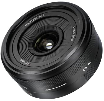 7artisans 18mm F5.6 Vollformat Objektiv für Sony E Mount, Ultra-Weitwinkel-Pancake-Objektiv Kompatibel mit Sony E Mount-Kameras für spiegellose Kameras A5000 A6000 A6100 A6300 A6400