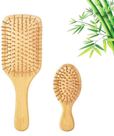 Frogetu2PCS Haarbürste Bambus, Holz, Baby, Entwirrbürste