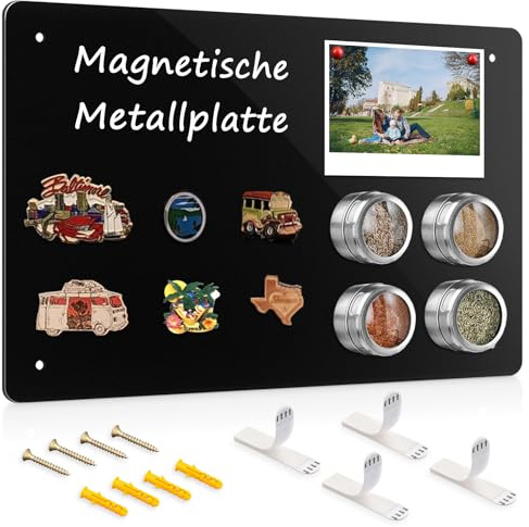 Sliandtelly Magnettafel Schwarze für Magnete, 43x30cm Wandbefestig Metalltafel Magnetwand für urlaubsmagnete Organisieren, Küchen Magnetische Metall Magnet Pinnwand Selbstklebend oder mit Schrauben