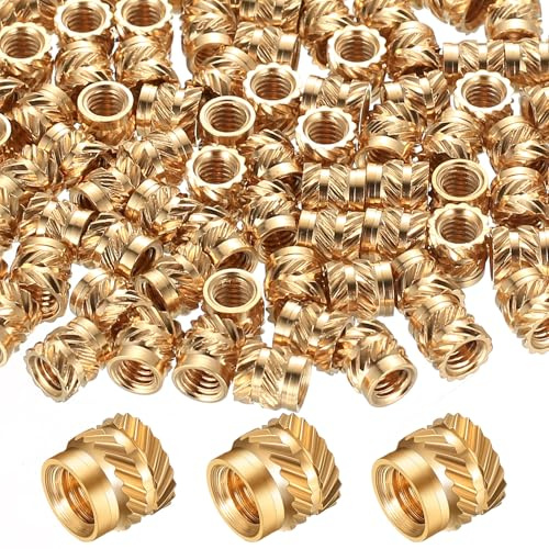 100 Stk M4 Gewindeeinsatz 3D Druck Einschmelzgewinde, Einpressmuttern, Messing Gewindeeinsätze, Gewindebuchse Rändelmuttern Threaded Inserts für 3D Druck Zubehör Kunststoffteiledurch(M4 x 6 x 6 mm)