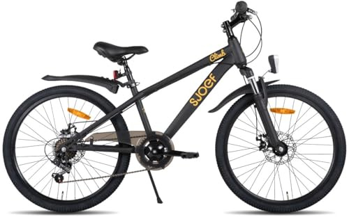SJOEF Climb Kinderfahrrad/Mountainbike 24 Zoll |Ab 8-12 Jahren | Kinder Fahrrad für Jungen/Jugend | MTB mit 6 Shimano-Gänge & Scheibenbremsen - Schwarz