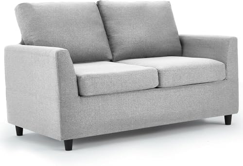 UNIONLINE Sofa 2 Sitzer, kleine Sofa mit schlaffunktion und abnehmbaren Sofabezügen, modernes Doppelsitz Loungesofa Loveseat Couch für Wohnzimmer/Schlafzimmer, Hellgrau