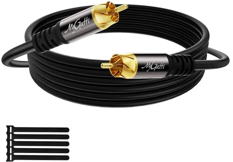 Mygatti 3.0m Subwoofer Kabel,RCA auf RCA kabel,digitales Koaxialkabel Premium,S/PDIF Cinch Kabel für Heimkino,HDTV,subwoofer,Hi-Fi-System,Verstärker,verzinntes Kupfer,doppelt geschirmt+5 Kabelbindern
